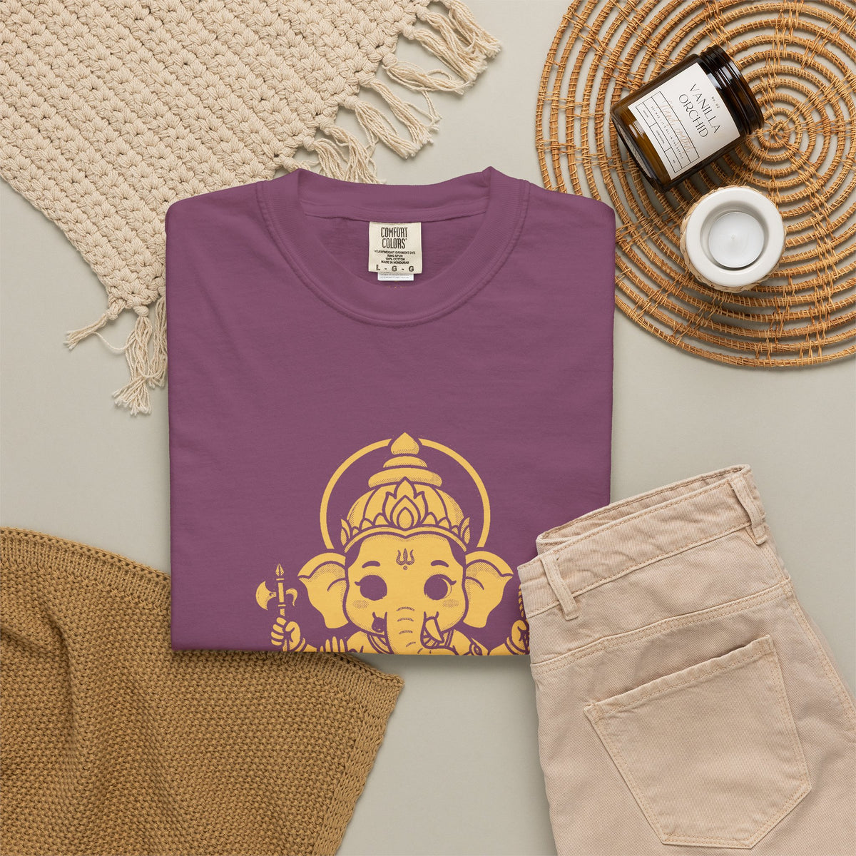 Ganesha · “First things first.” — Garment-Dyed One-Ink Tee
