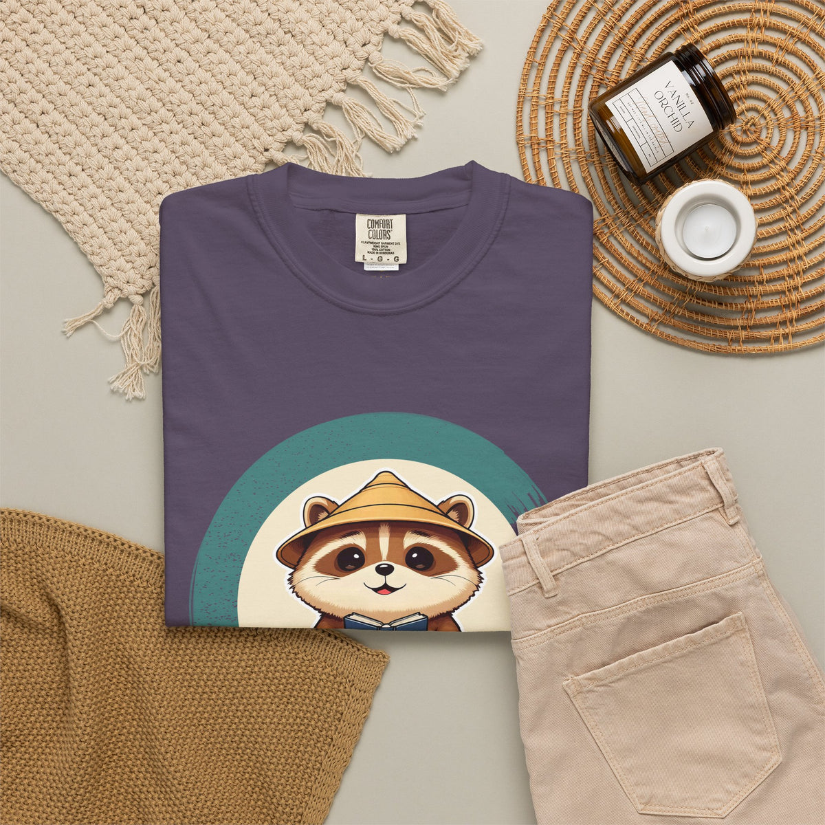 Tanuki: Lucky Greeter at the Shop Door — Garment-Dyed T-Shirt