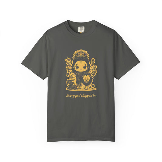 Durga · “Every god chipped in.” — Garment-Dyed One-Ink Tee