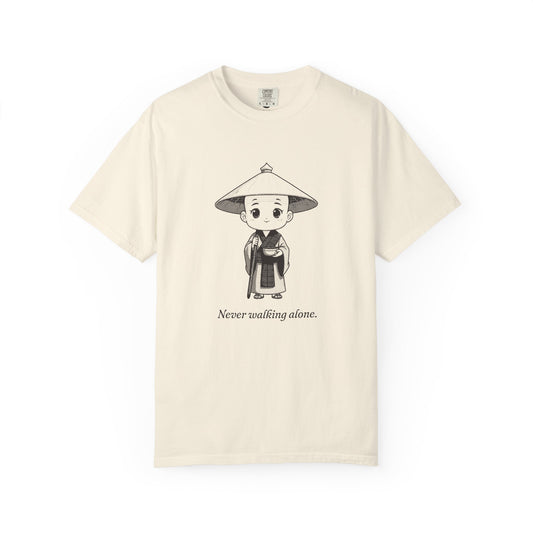 Kōbō Daishi · “Never walking alone.” — Garment-Dyed One-Ink Tee