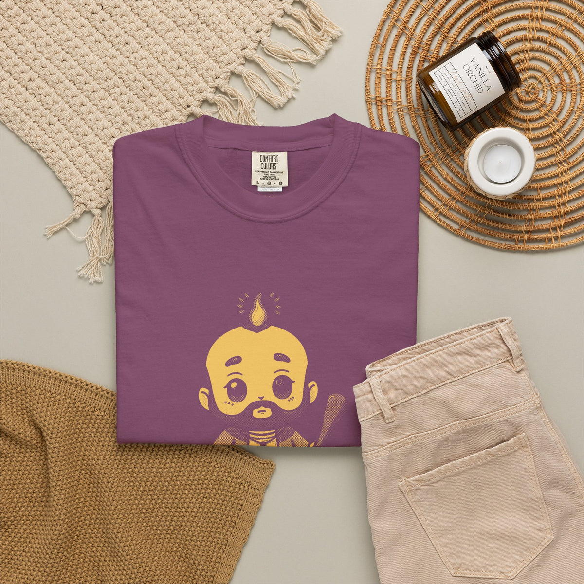 St Jude Thaddeus: Bearer of the Pentecost Flame — Garment-Dyed One-Ink Tee
