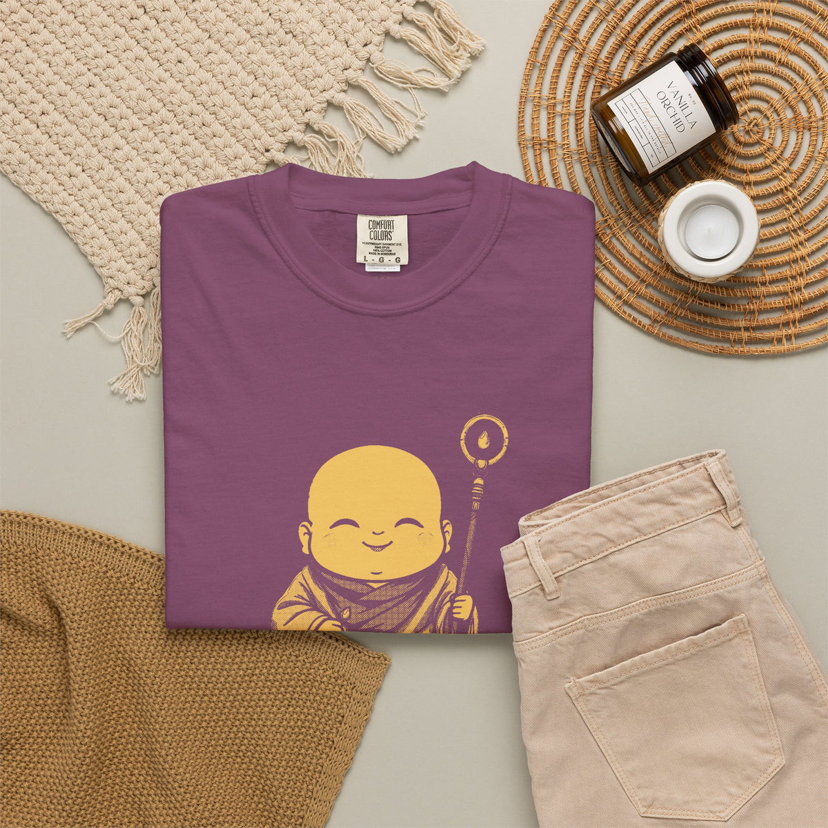 Jizō · “Travel buddy.” — Garment-Dyed One-Ink Tee
