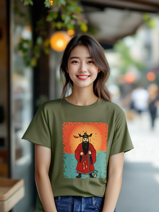 Mockup: AI-generated photo of the design worn by a model. The real shirt is printed to order; colours may vary slightly.