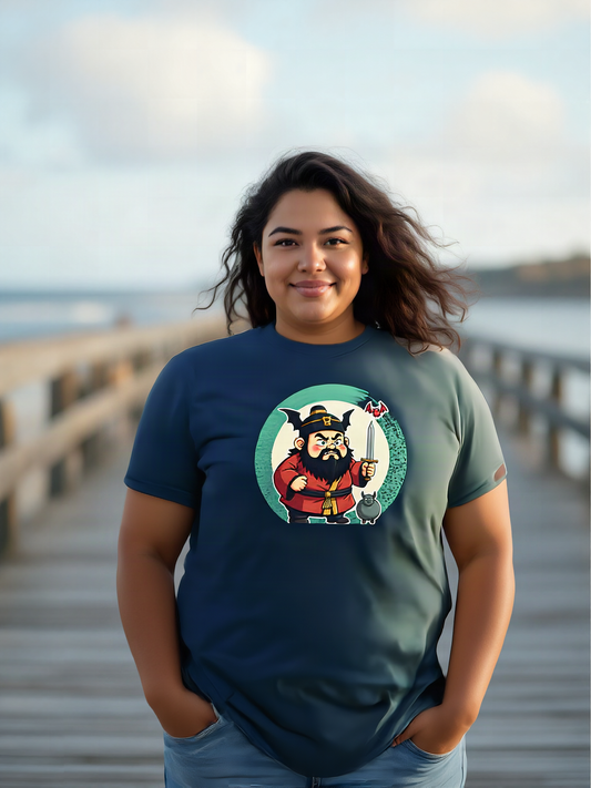 Mockup: AI-generated photo of the design worn by a model. The real shirt is printed to order; colours may vary slightly.