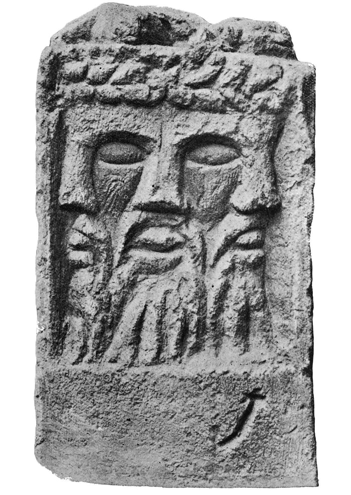 Gallo-Roman relief of a three-faced bearded god, often linked to the Celtic god Lugus, the continental counterpart of Lugh.