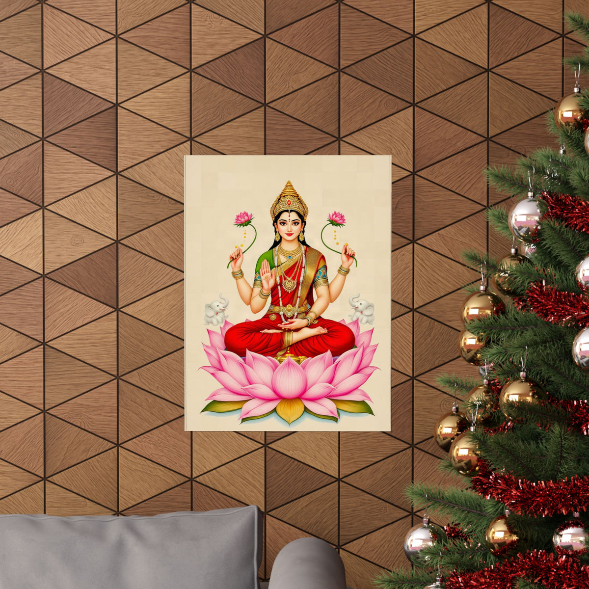 Lakshmi: Bathed by Elephants — Art Print
