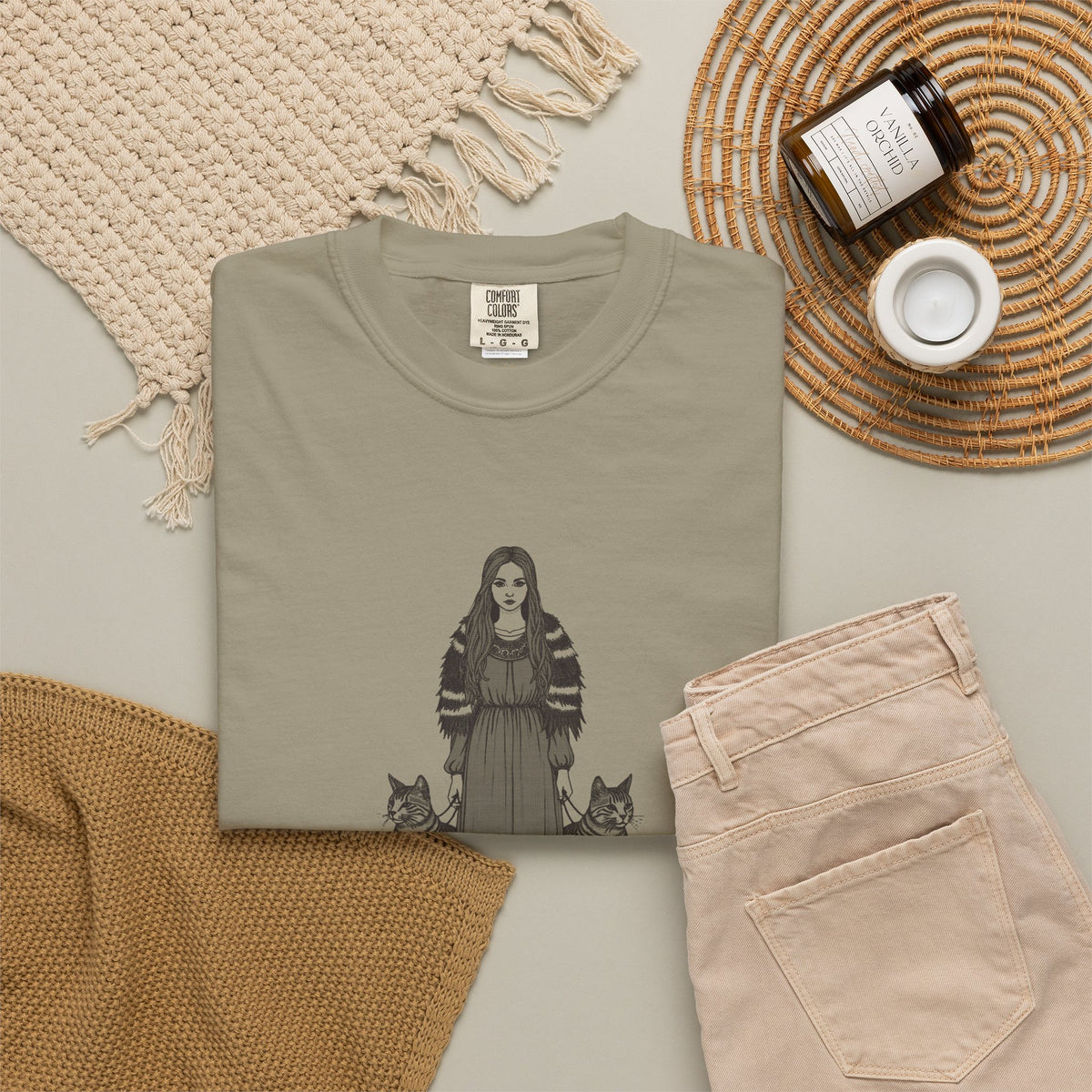Freyja · “The original cat lady.” — Garment-Dyed One-Ink Tee
