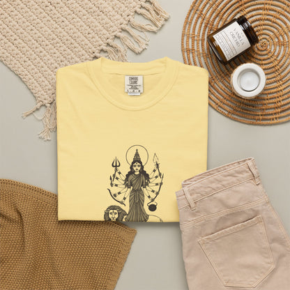 Durga · “Every god chipped in.” — Garment-Dyed One-Ink Tee