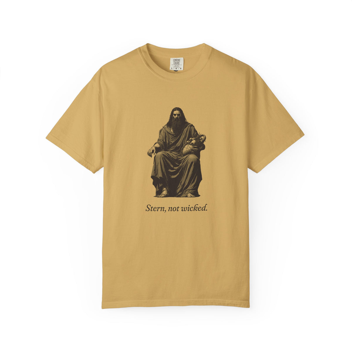 Hades · “Stern, not wicked.” — Garment-Dyed One-Ink Tee