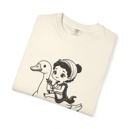 Aphrodite · “Riding a goose, obviously.” — Garment-Dyed One-Ink Tee