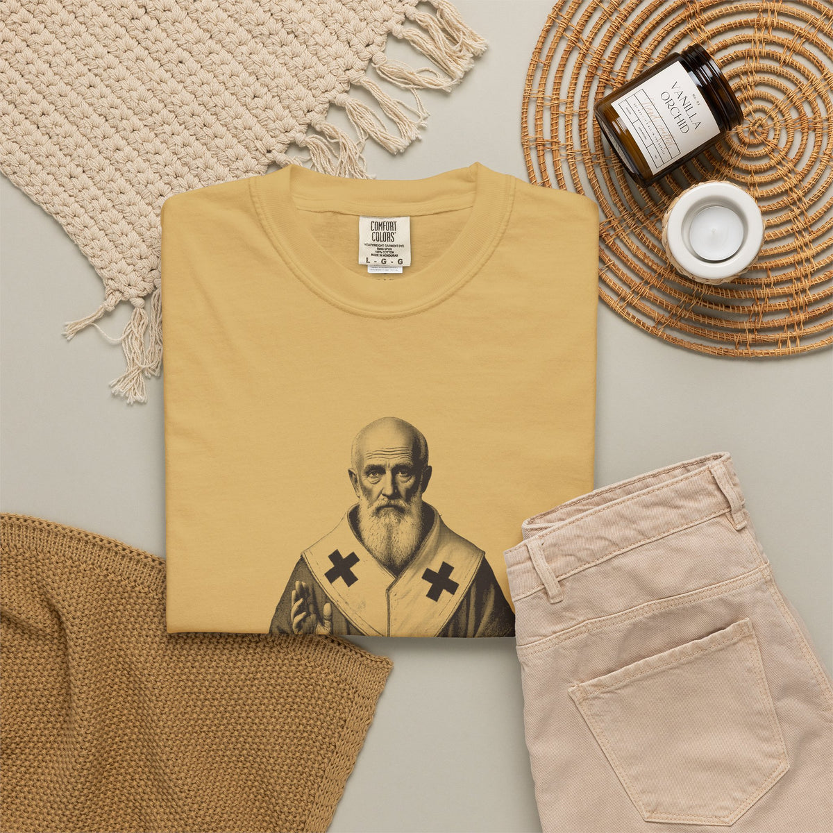 St Nicholas of Myra · “Give in secret.” — Garment-Dyed One-Ink Tee