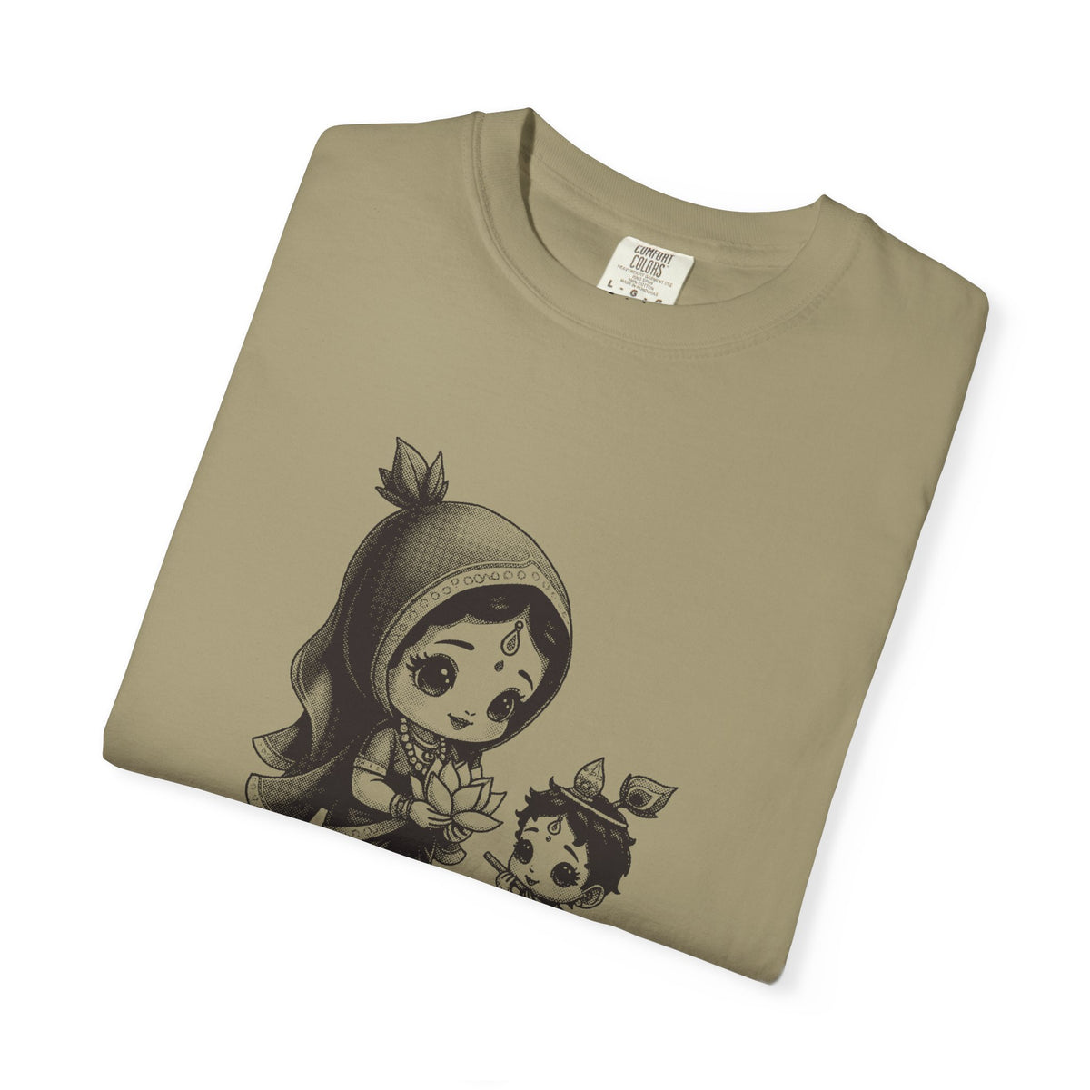 Radha · “Her name comes first.” — Garment-Dyed One-Ink Tee