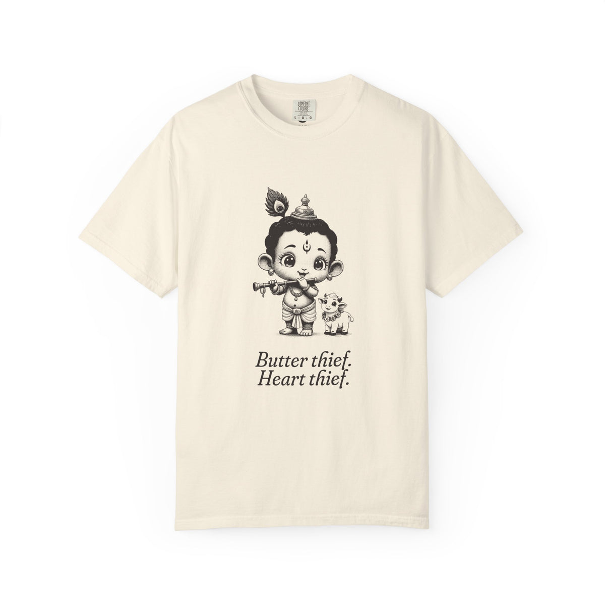 Krishna · “Butter thief. Heart thief.” — Garment-Dyed One-Ink Tee