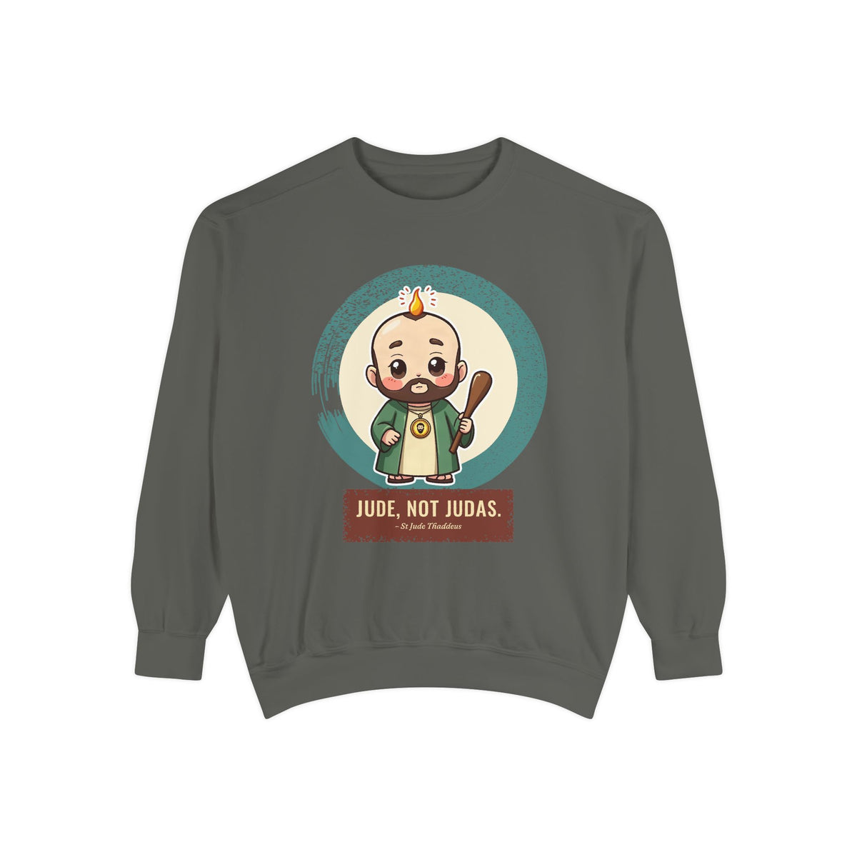 St Jude Thaddeus: Bearer of the Pentecost Flame — Garment-Dyed Sweatshirt