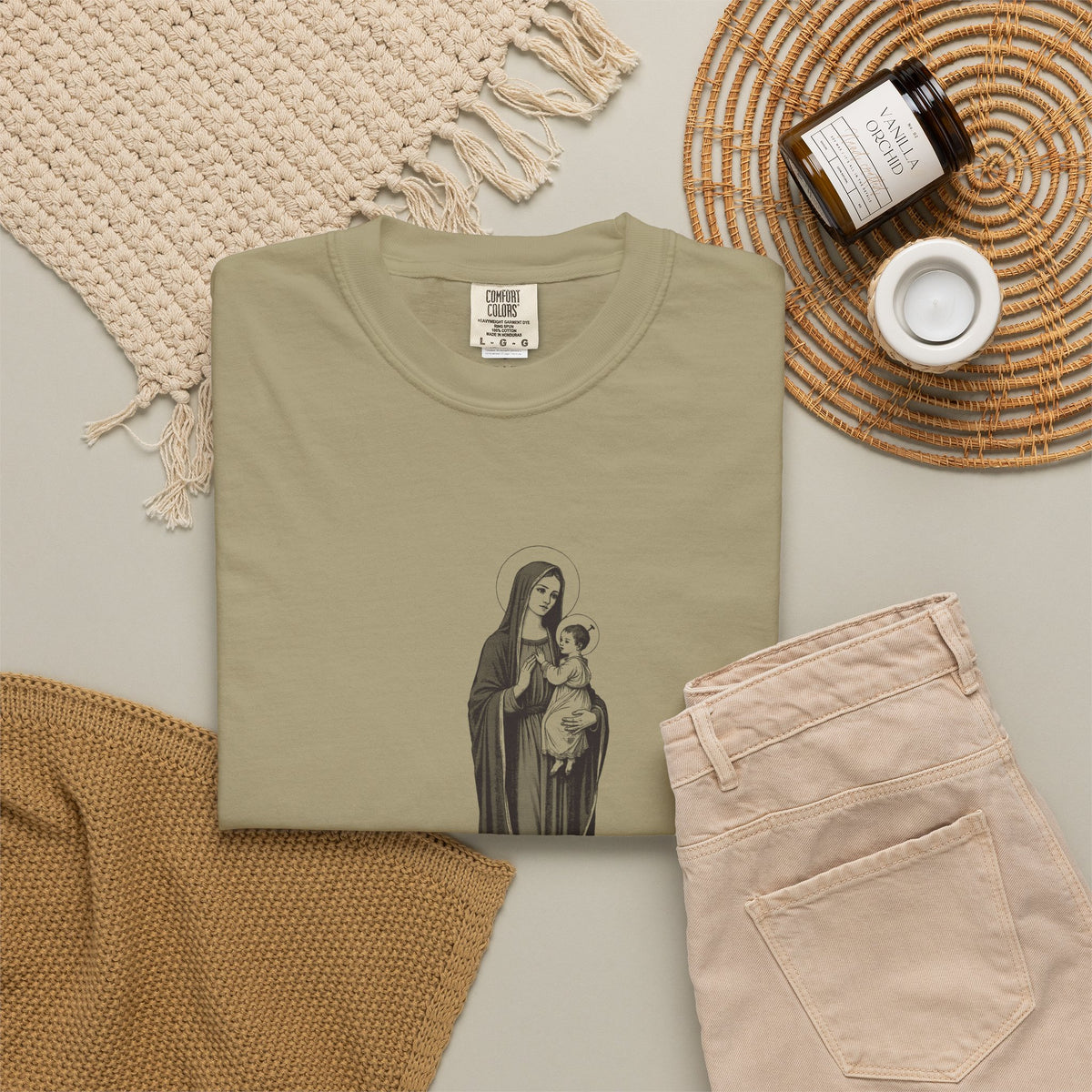 The Virgin Mary · “Ask your mother.” — Garment-Dyed One-Ink Tee