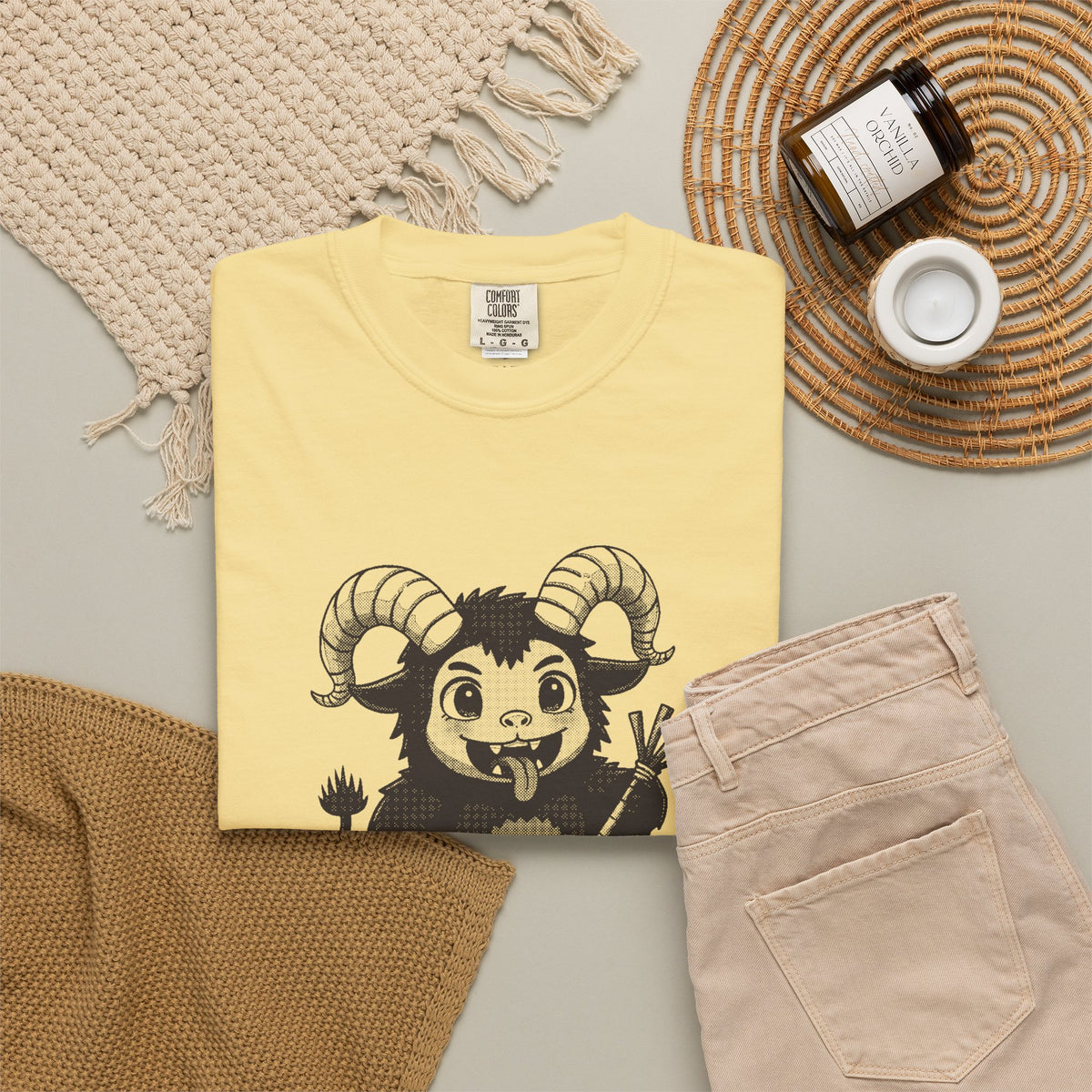 Krampus · “Mostly good this year.” — Garment-Dyed One-Ink Tee