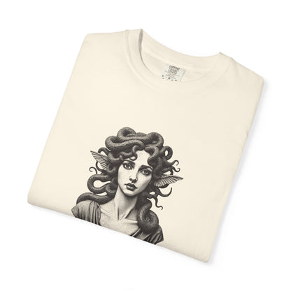 Medusa · “Look again.” — Garment-Dyed One-Ink Tee