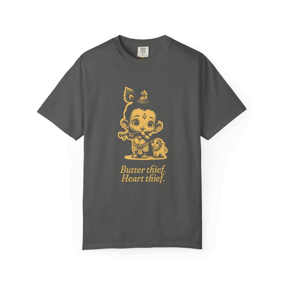 Krishna · “Butter thief. Heart thief.” — Garment-Dyed One-Ink Tee