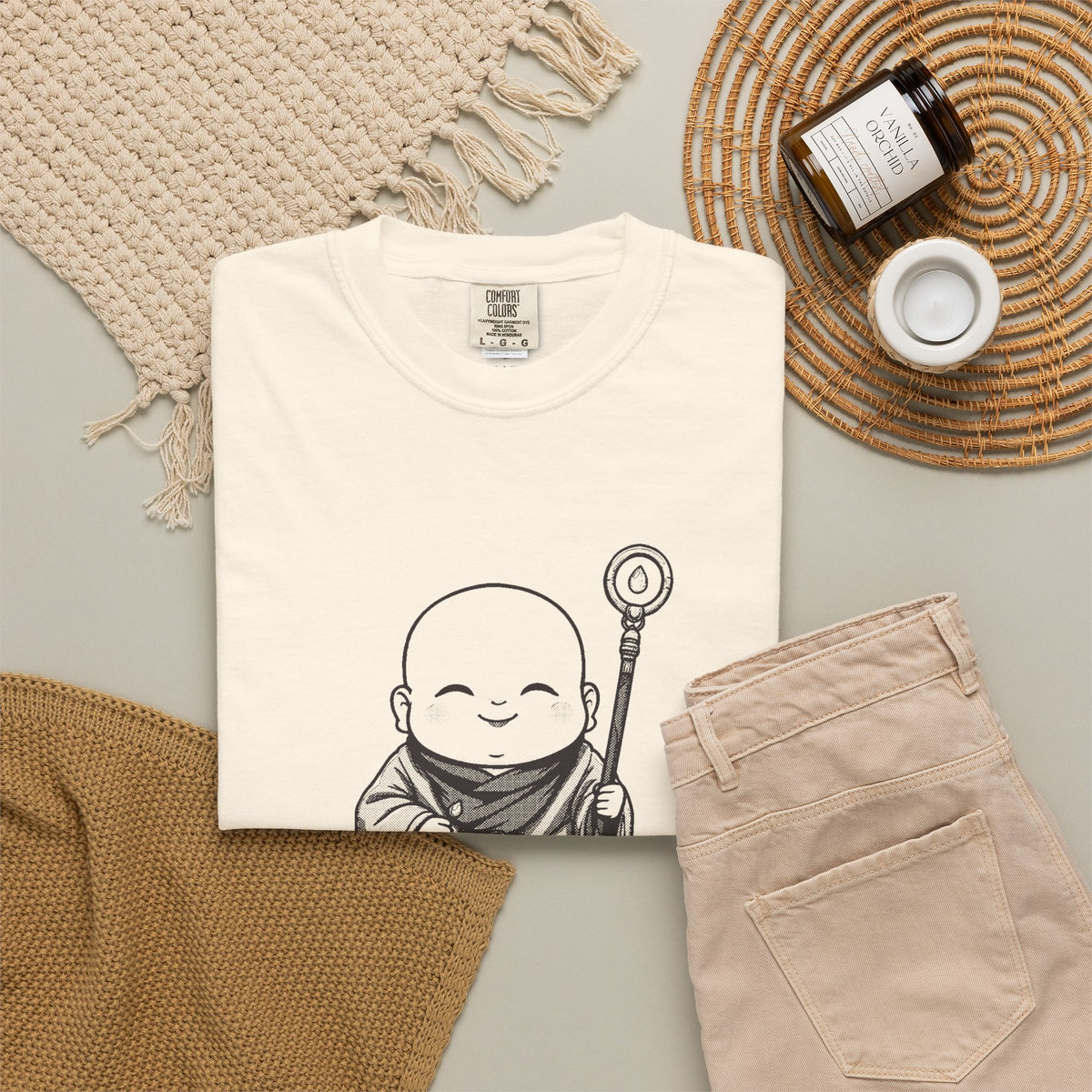 Jizō · “Travel buddy.” — Garment-Dyed One-Ink Tee