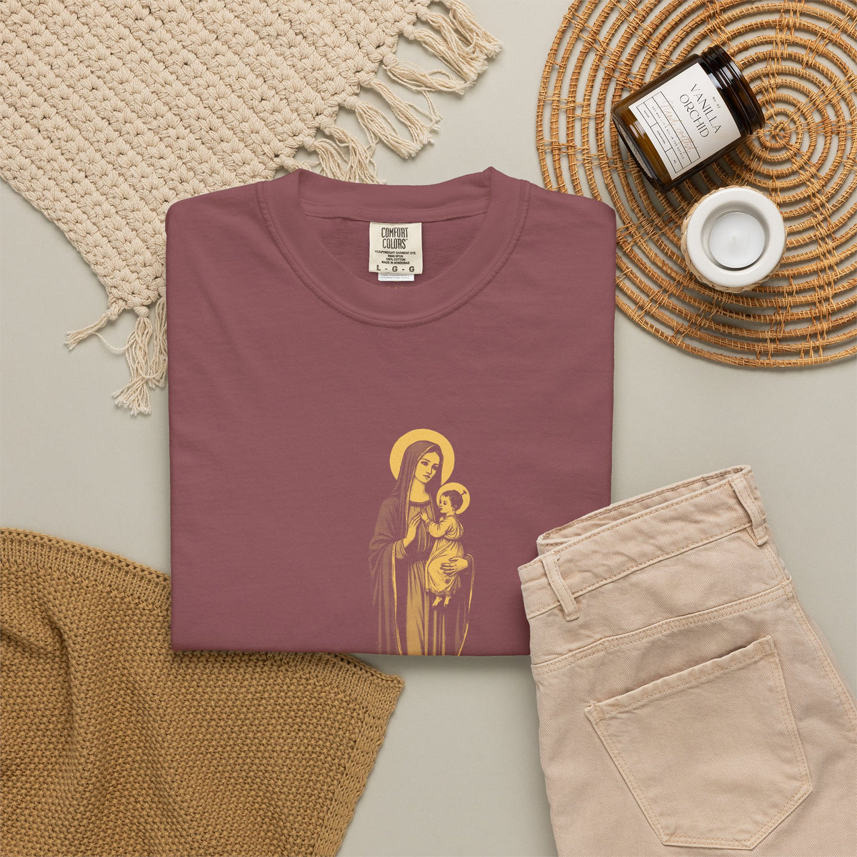 The Virgin Mary · “Ask your mother.” — Garment-Dyed One-Ink Tee