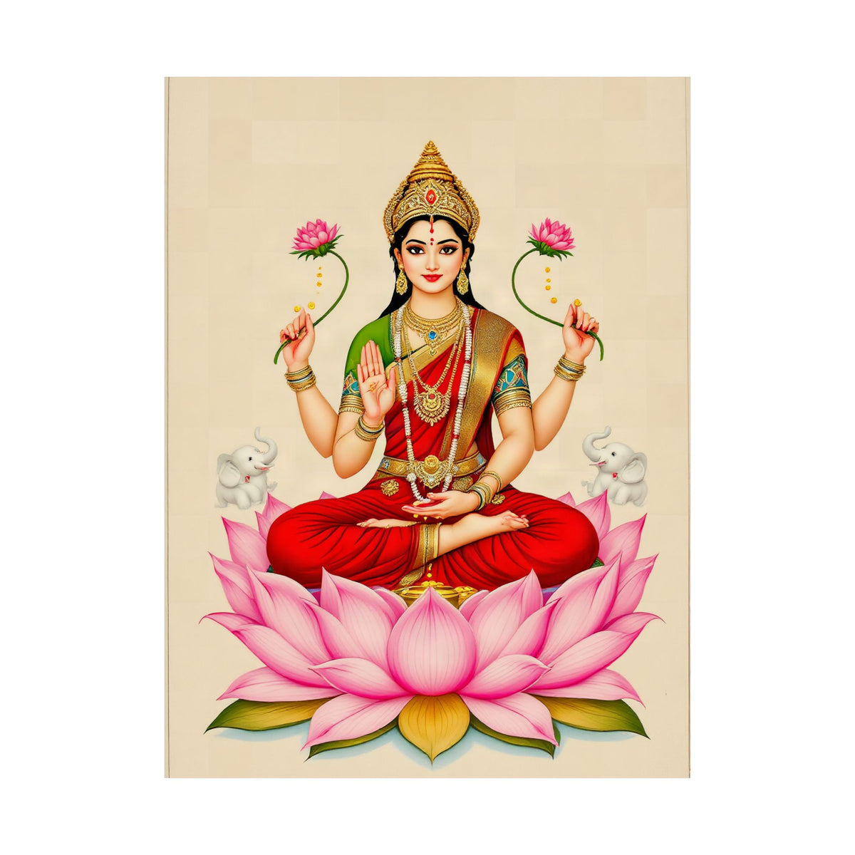 Lakshmi: Bathed by Elephants — Art Print