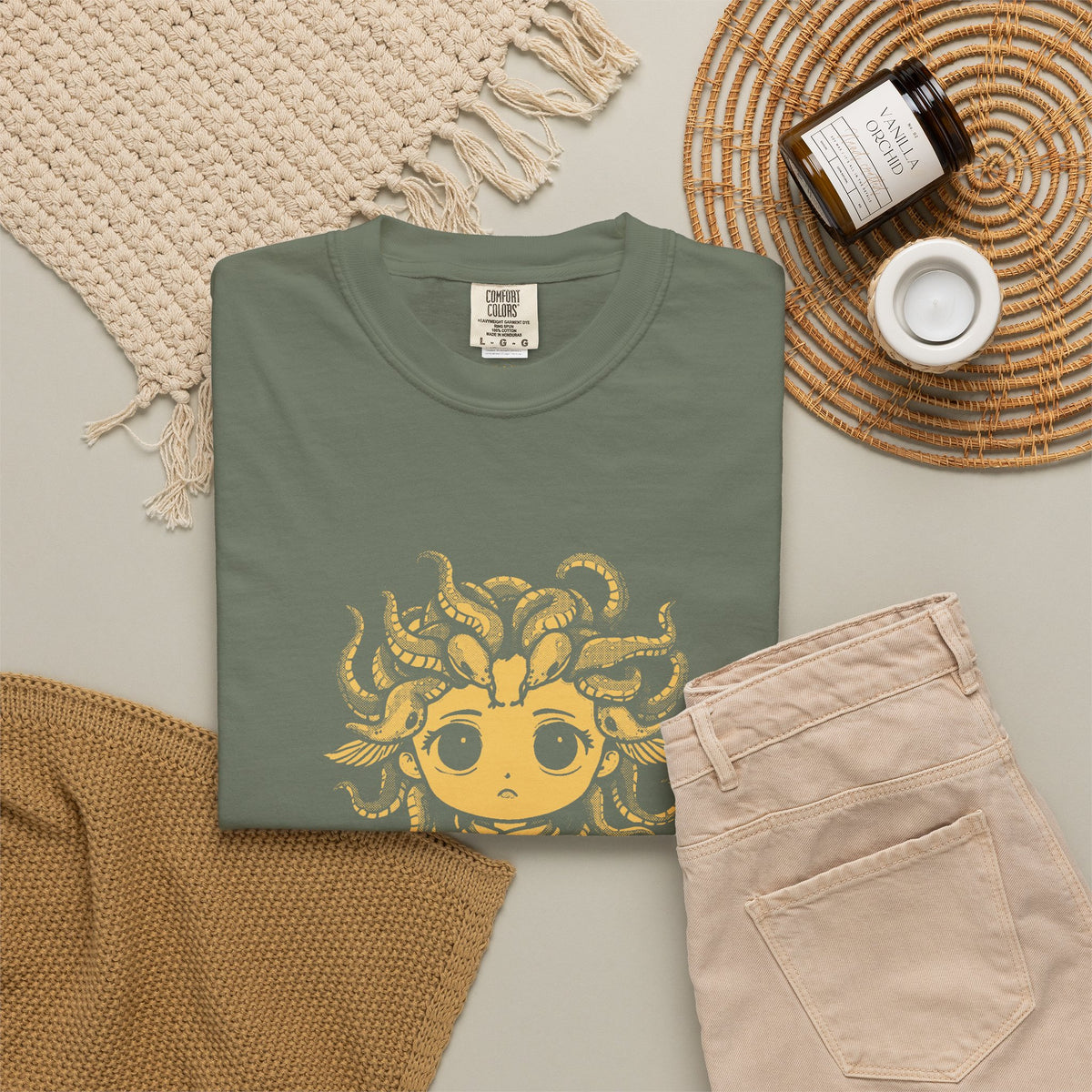 Medusa · “Look again.” — Garment-Dyed One-Ink Tee