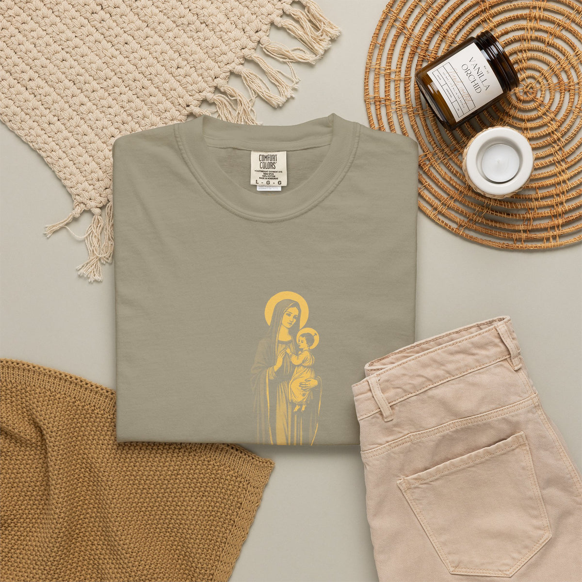 The Virgin Mary · “Ask your mother.” — Garment-Dyed One-Ink Tee