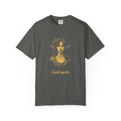 Medusa · “Look again.” — Garment-Dyed One-Ink Tee