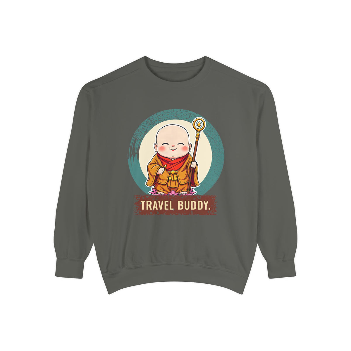 Jizō · “Travel buddy.” — Garment-Dyed Sweatshirt