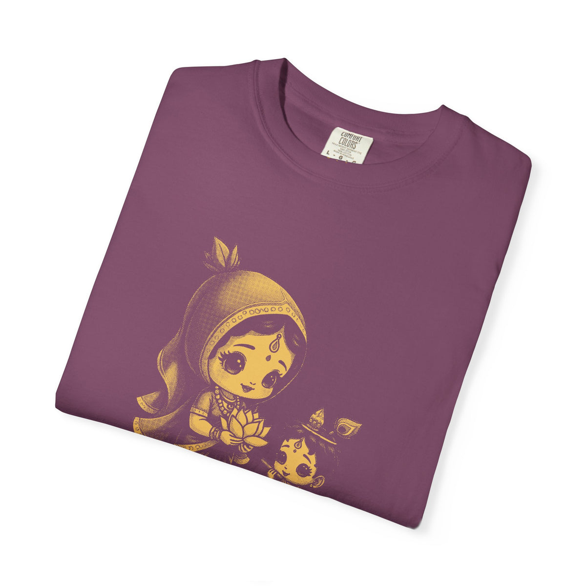 Radha · “Her name comes first.” — Garment-Dyed One-Ink Tee