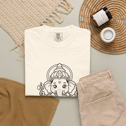 Ganesha · “First things first.” — Garment-Dyed One-Ink Tee