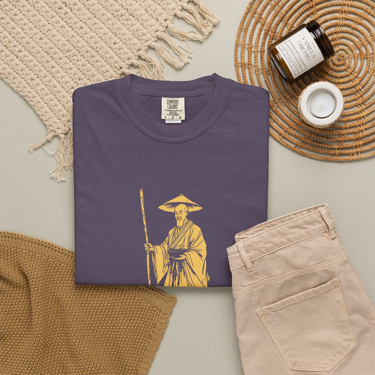 Kōbō Daishi · “Never walking alone.” — Garment-Dyed One-Ink Tee