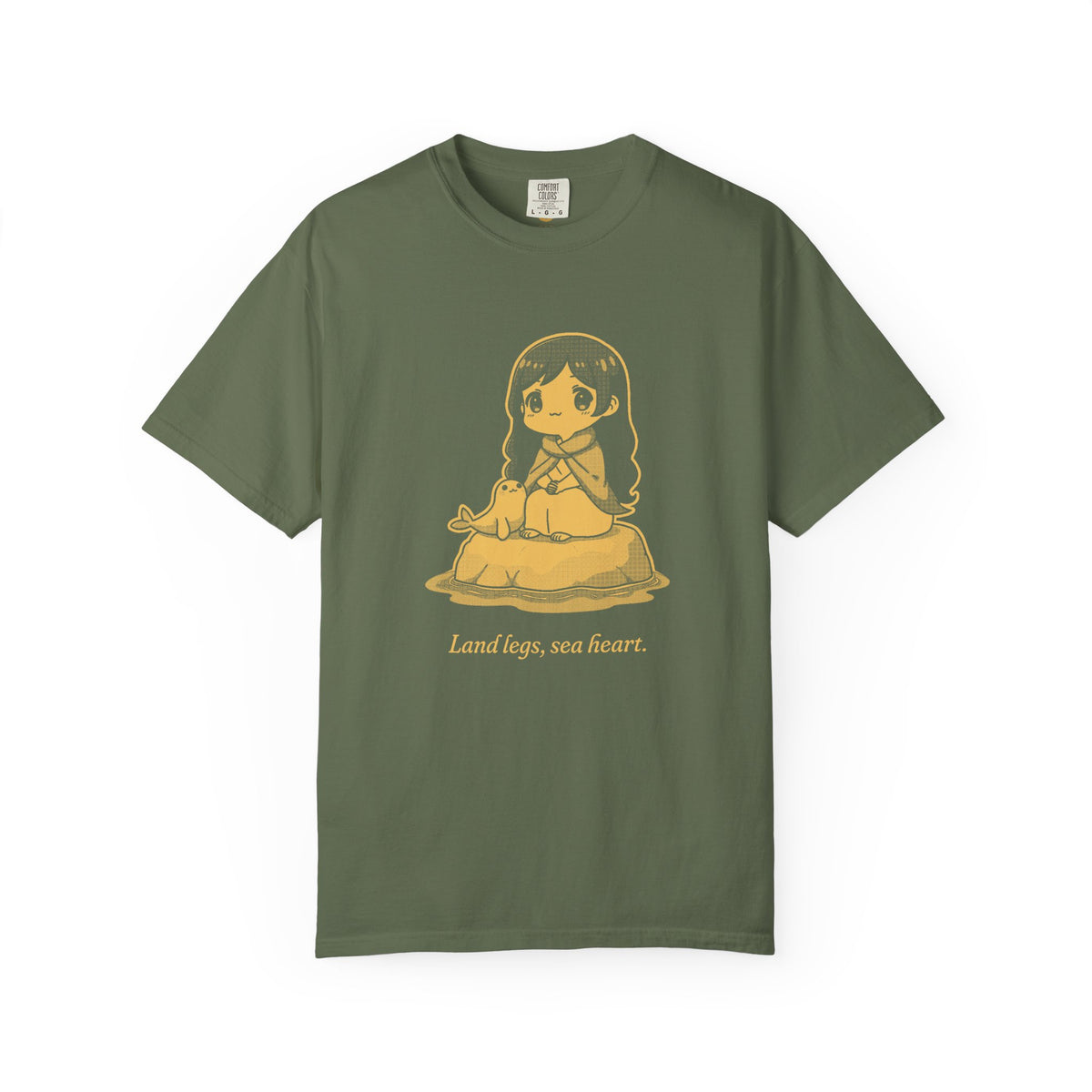 Selkie · “Land legs, sea heart.” — Garment-Dyed One-Ink Tee