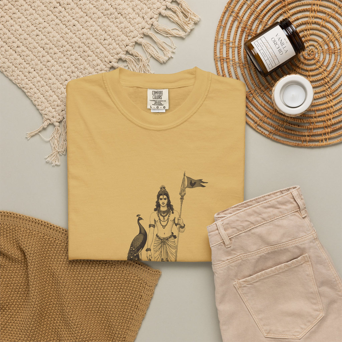 Murugan: Rider of the Peacock — Garment-Dyed One-Ink Tee