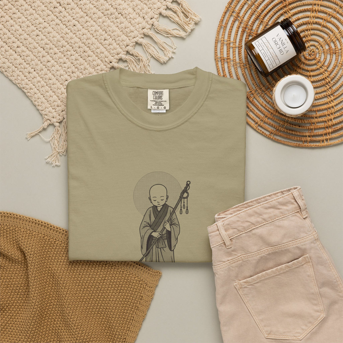 Jizō · “Travel buddy.” — Garment-Dyed One-Ink Tee