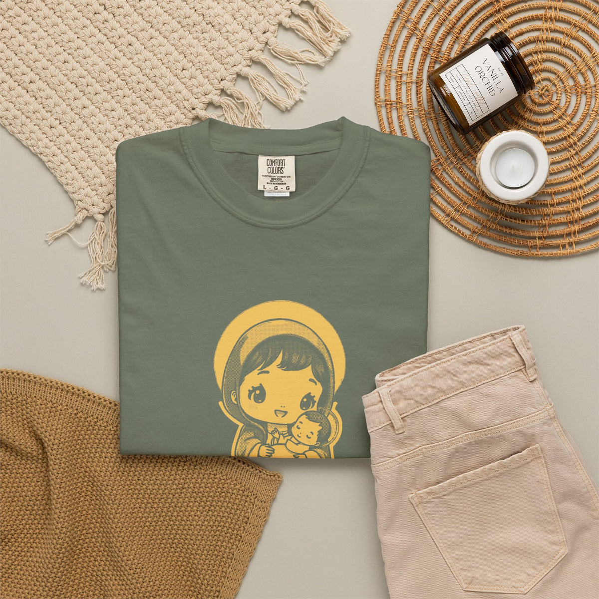The Virgin Mary · “Ask your mother.” — Garment-Dyed One-Ink Tee