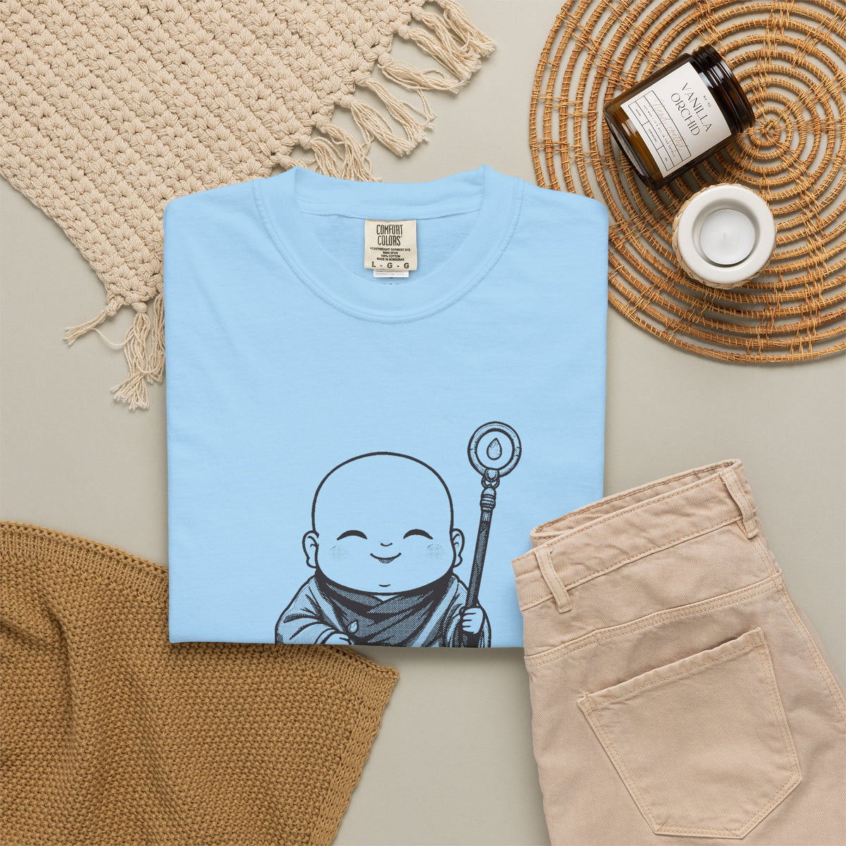 Jizō · “Travel buddy.” — Garment-Dyed One-Ink Tee