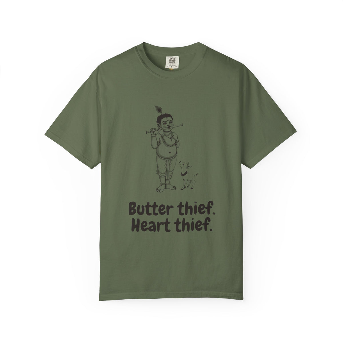 Krishna · “Butter thief. Heart thief.” — Garment-Dyed One-Ink Tee