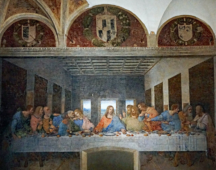 The Last Supper in the refectory of Santa Maria delle Grazie, Milan, where Leonardo's mural remains.