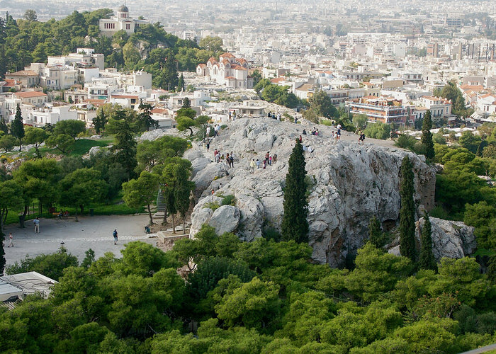 The Areopagus, the rocky 'Hill of Ares' below the Athens Acropolis, associated with Ares and Athenian law.