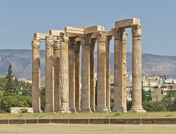 Surviving columns of the Temple of Olympian Zeus in Athens, a great sanctuary dedicated to the chief Olympian god.