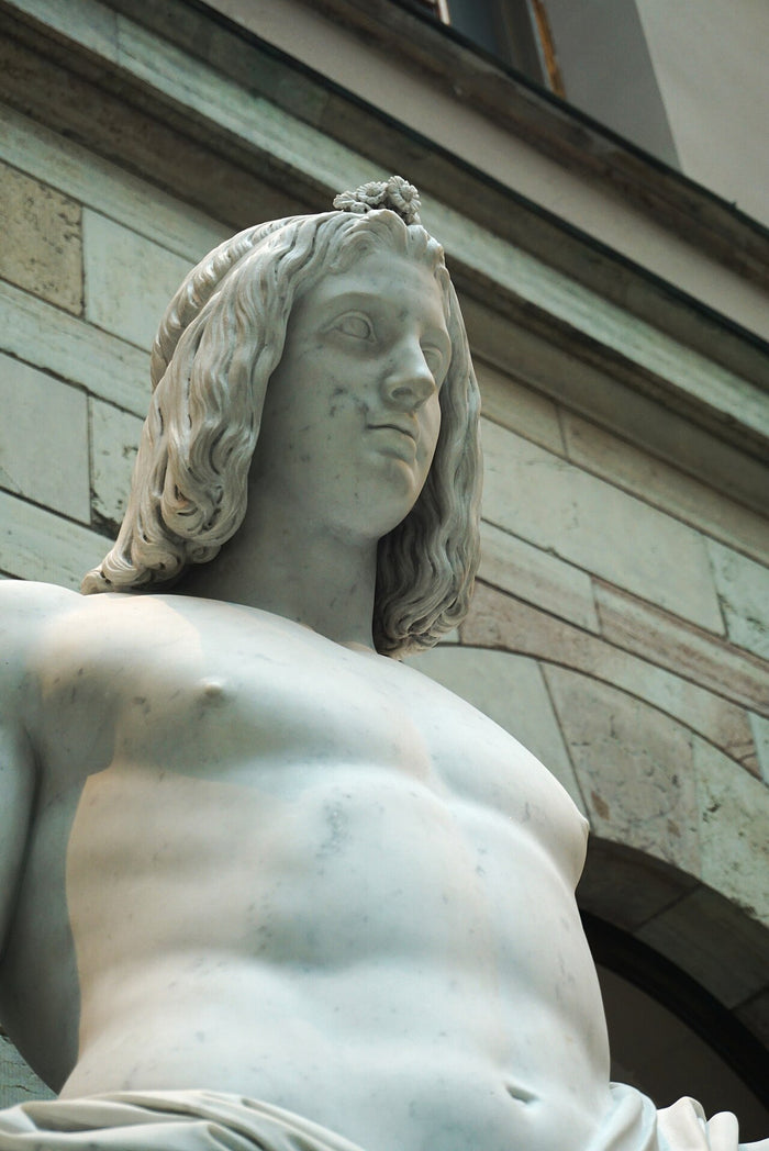Detail of Bengt Erland Fogelberg's 1844 marble statue of Balder, in the Nationalmuseum, Stockholm.