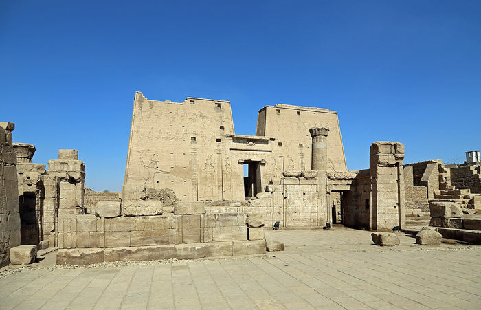 Pylon and forecourt of the Temple of Horus at Edfu, the best-preserved major temple of the god.
