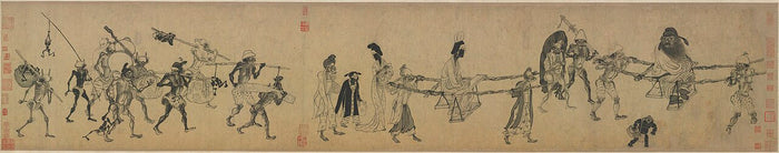 Zhongshan Going on Excursion, a late 13th–early 14th century Chinese handscroll showing Zhong Kui carried in a sedan chair by demon attendants.