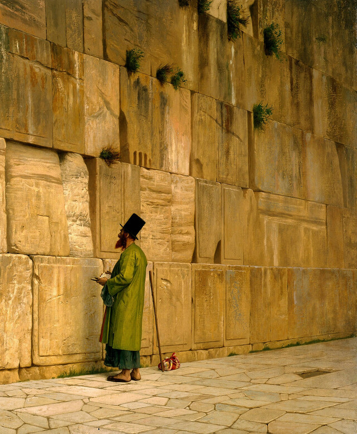 Jean-Léon Gérôme's 1880 painting 'The Wailing Wall': a solitary worshipper praying before the Western Wall in Jerusalem.