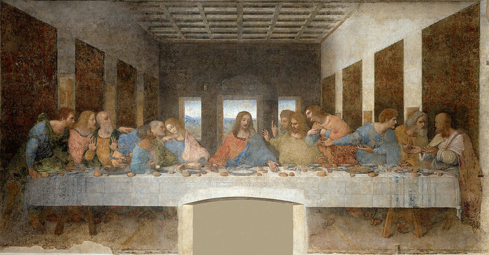 The Last Supper, Leonardo da Vinci's mural (c. 1495–1498) showing Christ among his apostles at the final meal.