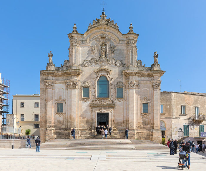 Baroque façade of the Church of St Francis of Assisi in Matera, one of many churches dedicated to him.