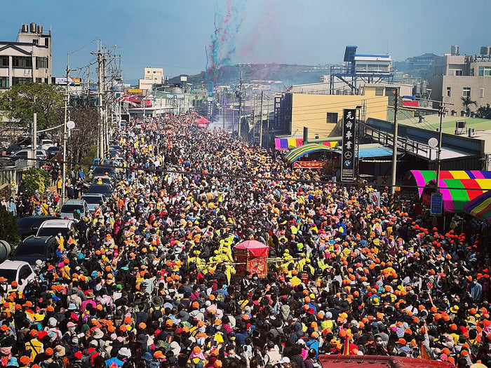 Huge crowd of devotees at a Mazu procession in Taiwan, showing her popular pilgrimage tradition.