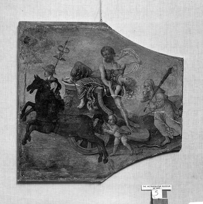 Early 16th-century 'Rape of Proserpine' (c. 1509, Metropolitan Museum): Pluto in his chariot with Persephone, escorted by Mercury and Cupid.