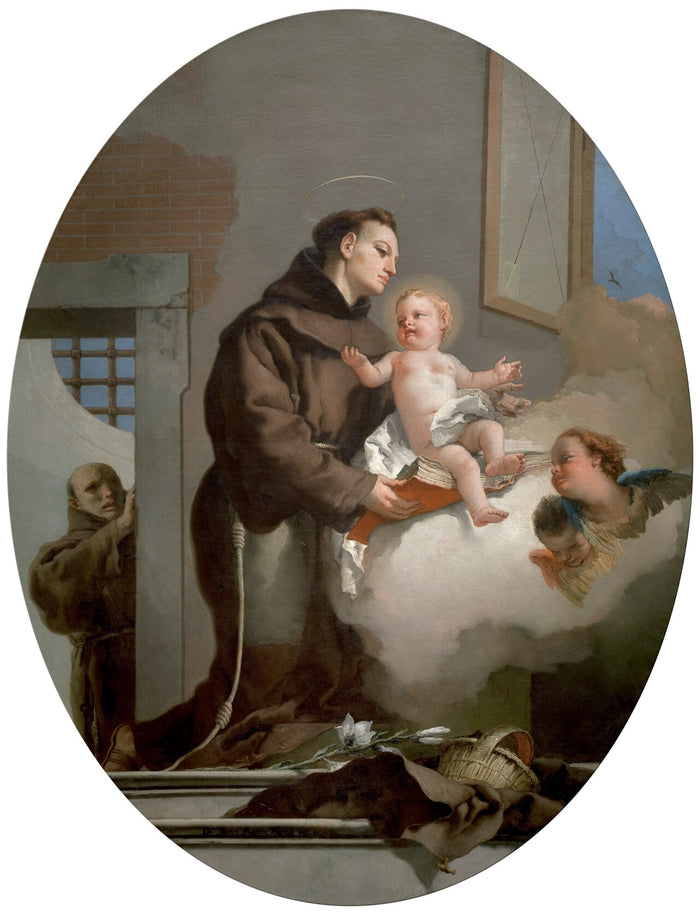 Tiepolo's Saint Anthony of Padua with the Infant Christ, 1767–1769: the saint in Franciscan habit cradles the Child on a cloud.